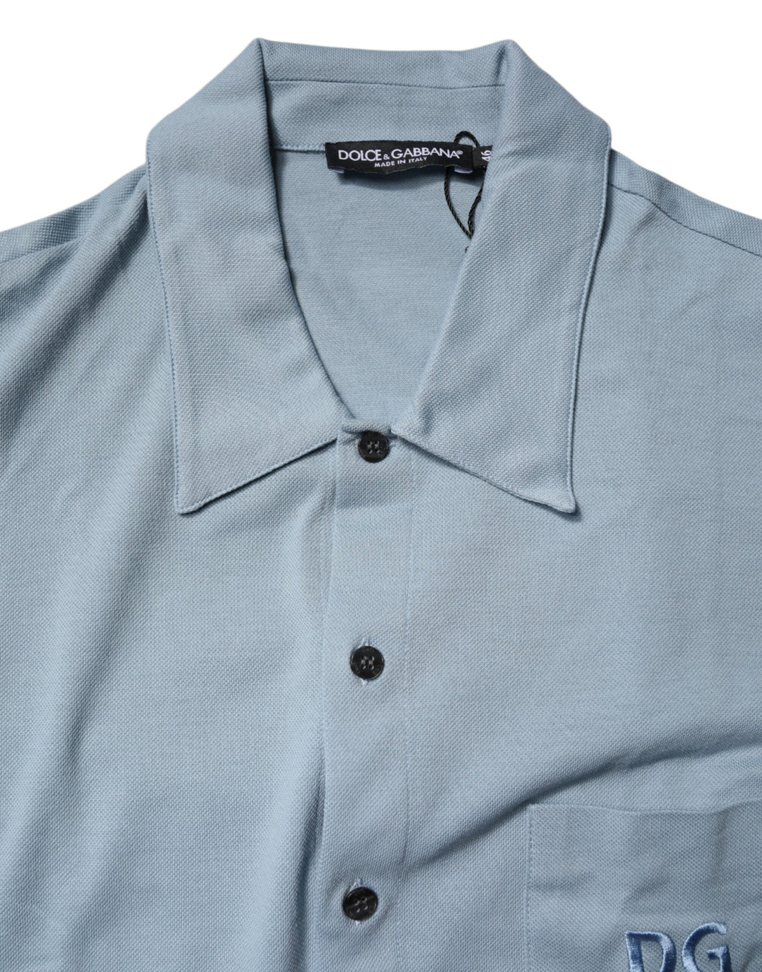 Dolce & Gabbana Blaues Baumwoll-Poloshirt mit Knopfleiste für Männer