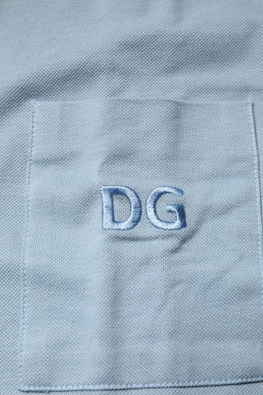 Dolce & Gabbana Blaues Baumwoll-Poloshirt mit Knopfleiste für Männer
