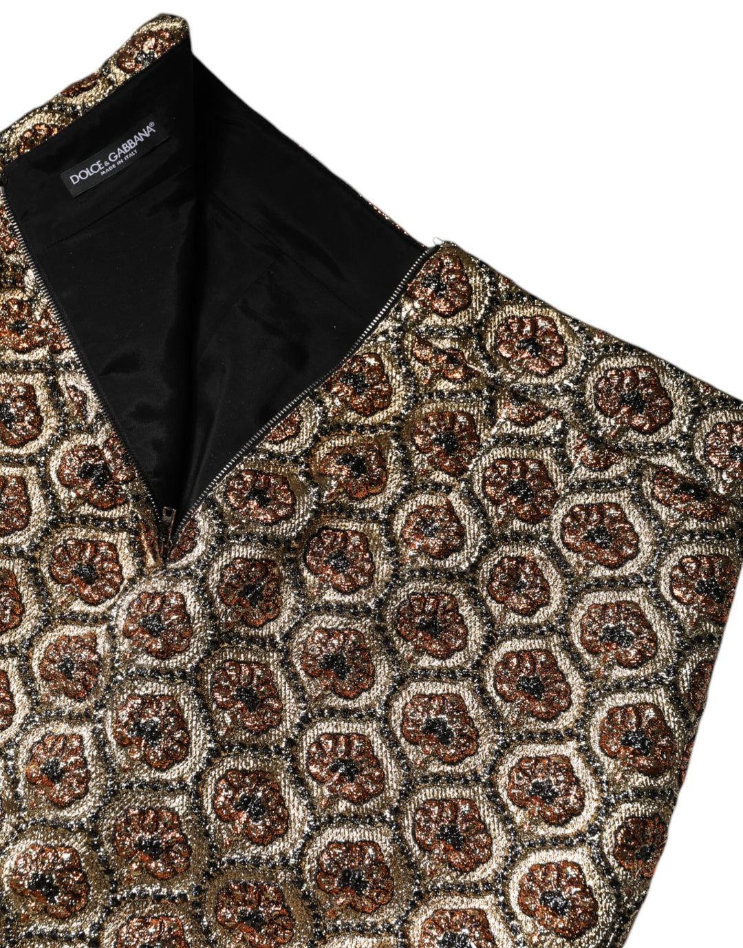 Dolce & Gabbana Brauner Polyester-Brokat-Minirock in A-Linie