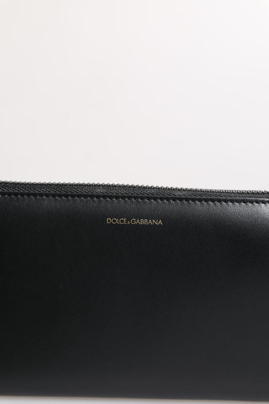 Dolce & Gabbana Schwarz-Blau Exotisches Leder Geprägte Kontinental Brieftasche