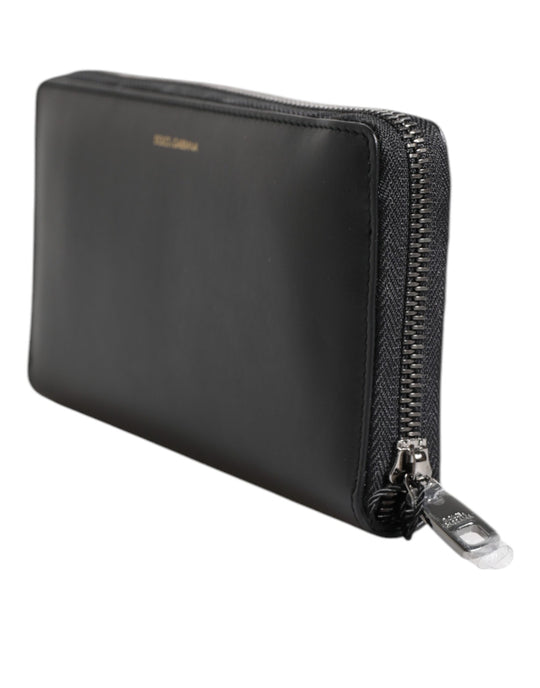 Dolce & Gabbana Schwarz-Blau Exotisches Leder Geprägte Kontinental Brieftasche