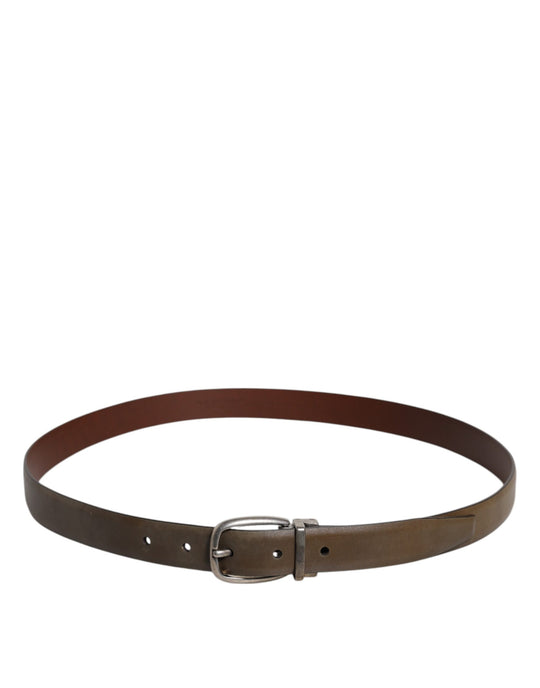 Dolce & Gabbana Brauner Ledergürtel mit klassischer Metall-Logo-Schnalle