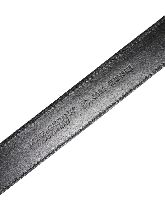 Dolce & Gabbana Schwarzbrauner Ledergürtel mit klassischer Metallschnalle
