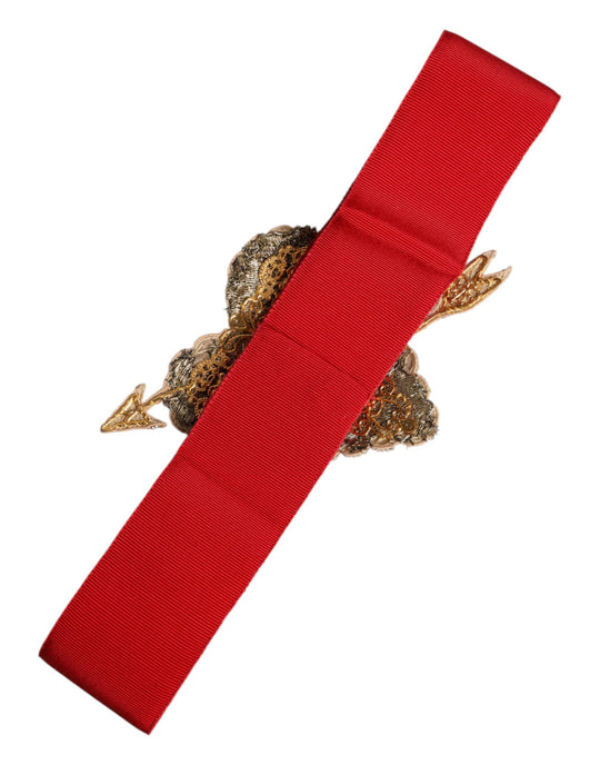 Dolce & Gabbana Roter Stretchgürtel mit Herzverzierung und breiter Taille