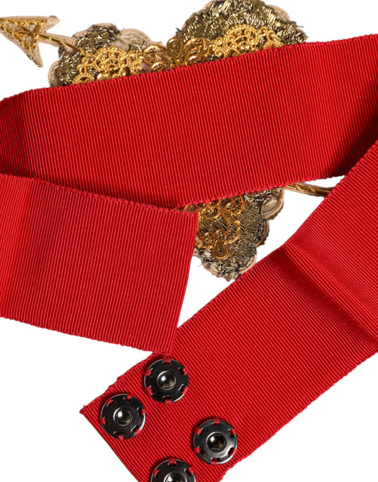 Dolce & Gabbana Roter Stretchgürtel mit Herzverzierung und breiter Taille