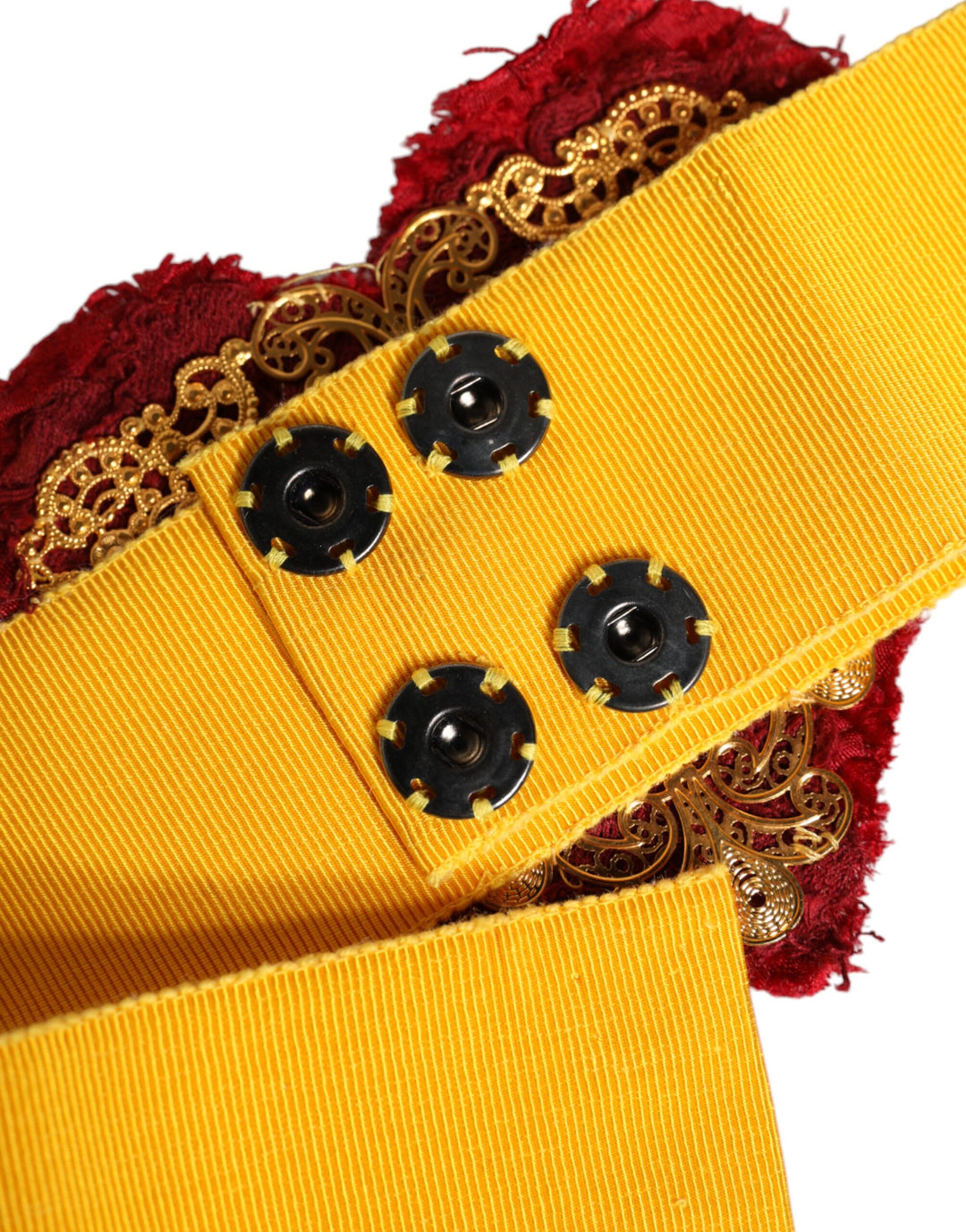 Dolce & Gabbana Gelber Stretchgürtel mit breiter Taille und Herz-Verzierung