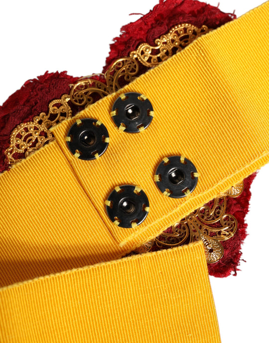 Dolce & Gabbana Gelber Stretchgürtel mit breiter Taille und Herz-Verzierung