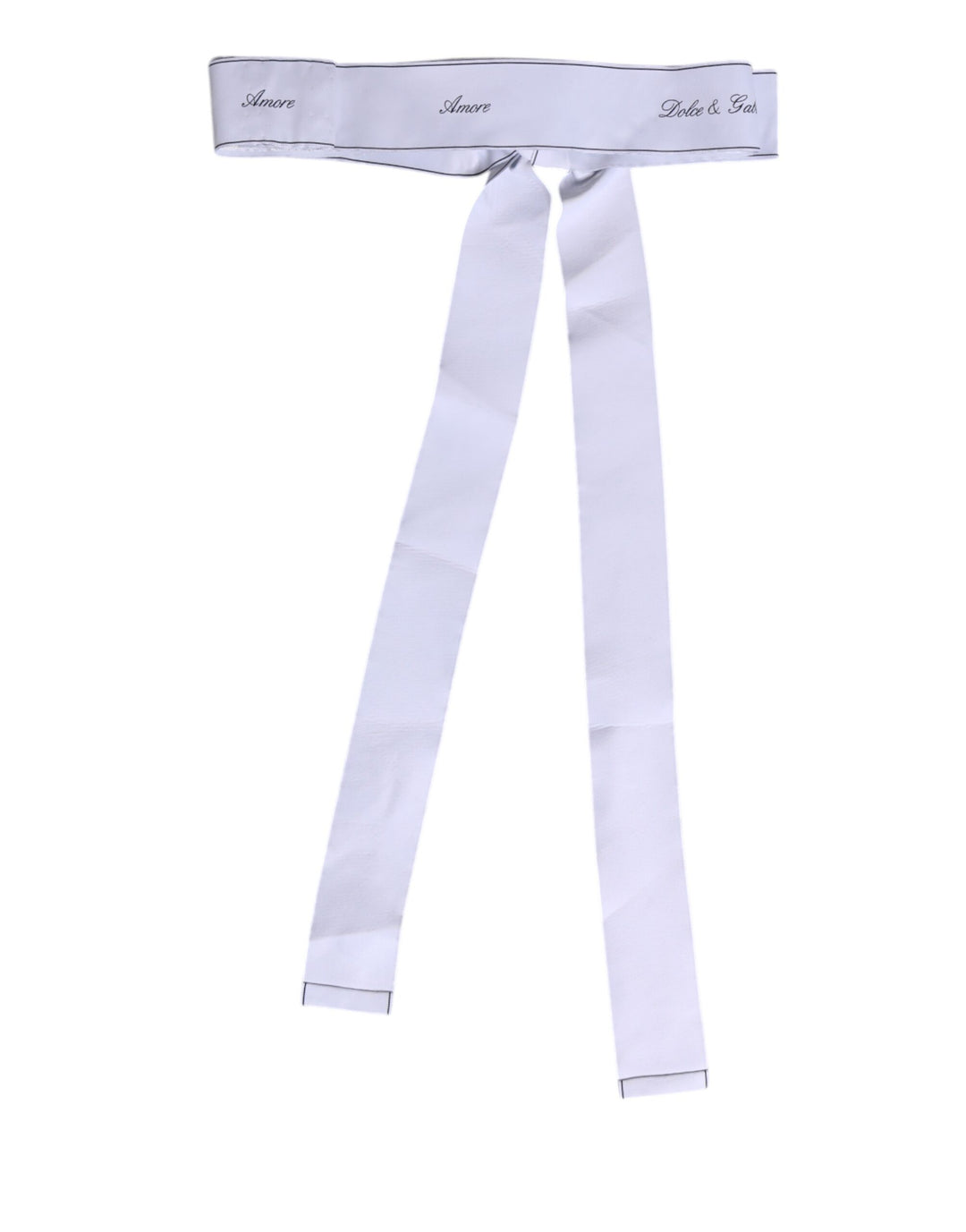 Dolce & Gabbana Weißes Taillenband Breite Schleife Logo-Gürtel