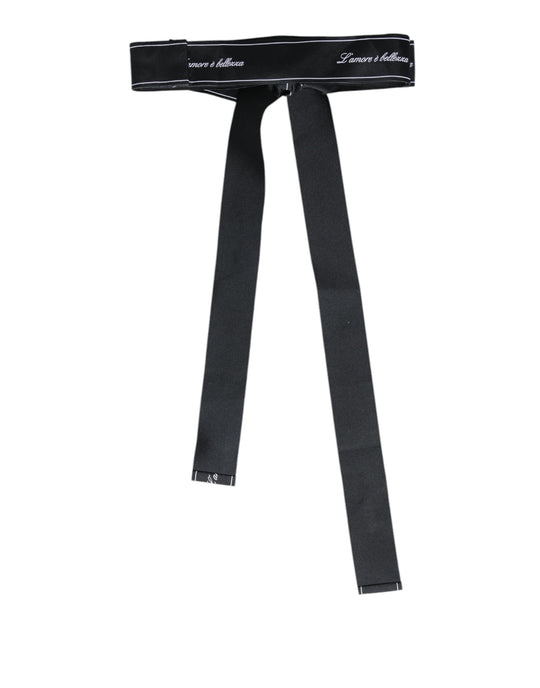Dolce & Gabbana Schwarzes Taillenband Breite Schleife Logo-Gürtel