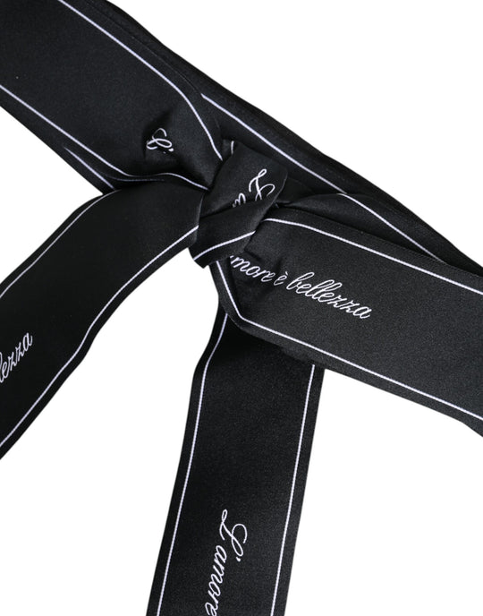 Dolce & Gabbana Schwarzes Taillenband Breite Schleife Logo-Gürtel