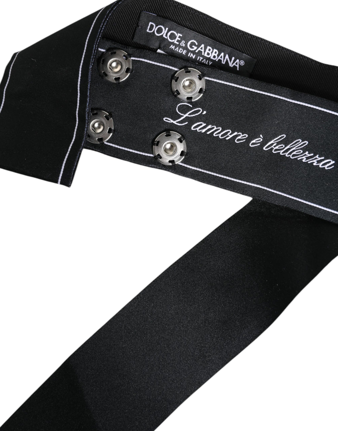 Dolce & Gabbana Schwarzes Taillenband Breite Schleife Logo-Gürtel