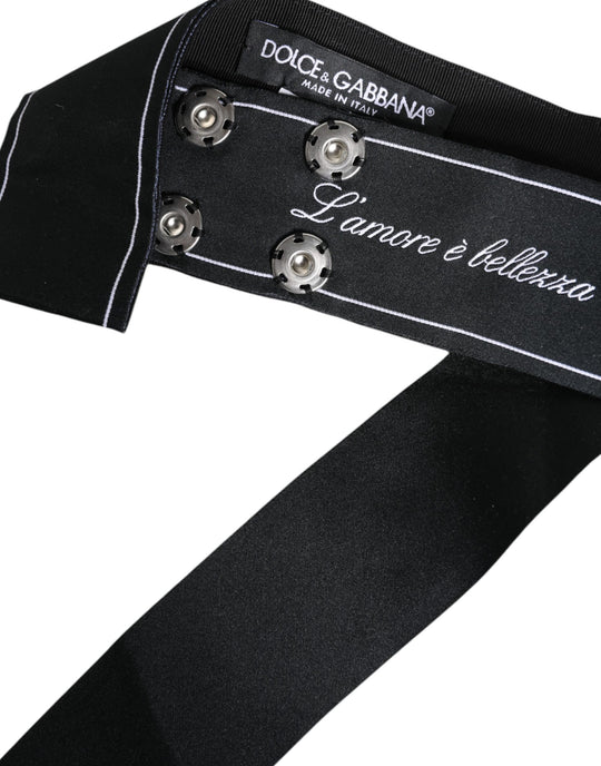 Dolce & Gabbana Schwarzes Taillenband Breite Schleife Logo-Gürtel