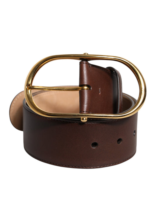 Dolce & Gabbana Brauner Ledergürtel mit goldener Metallschnalle