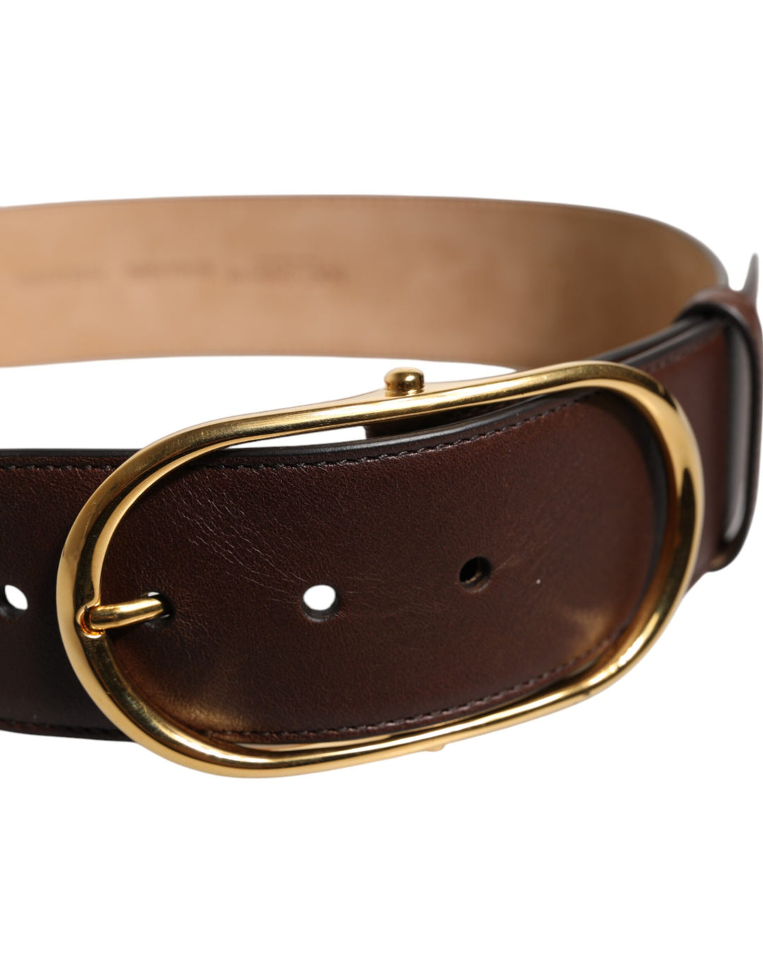 Dolce & Gabbana Brauner Ledergürtel mit goldener Metallschnalle