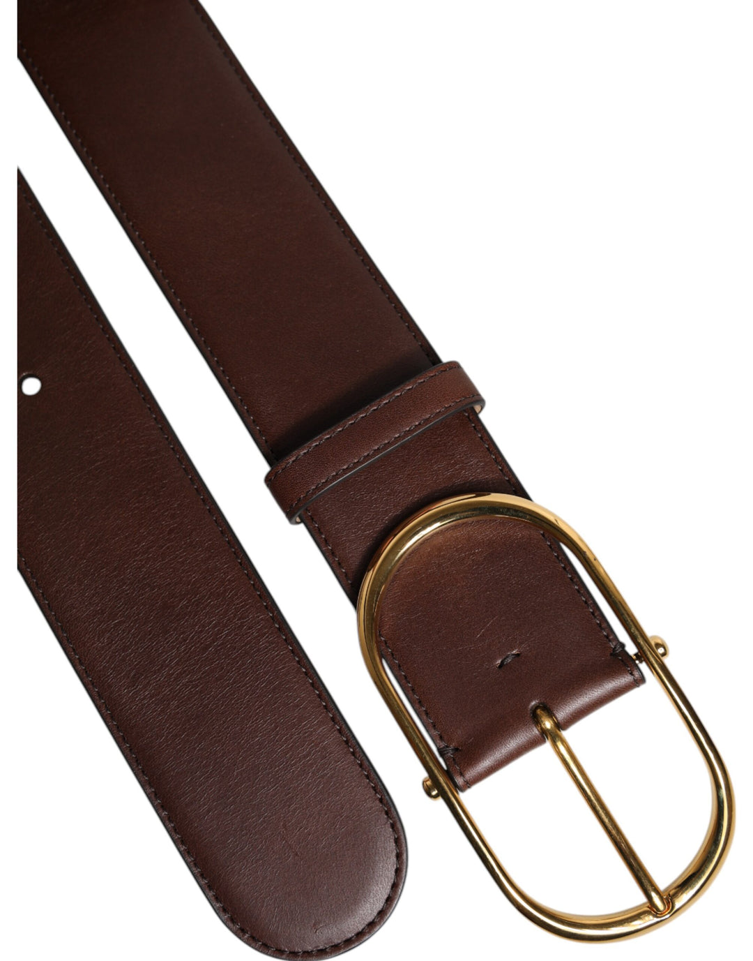 Dolce & Gabbana Brauner Ledergürtel mit goldener Metallschnalle