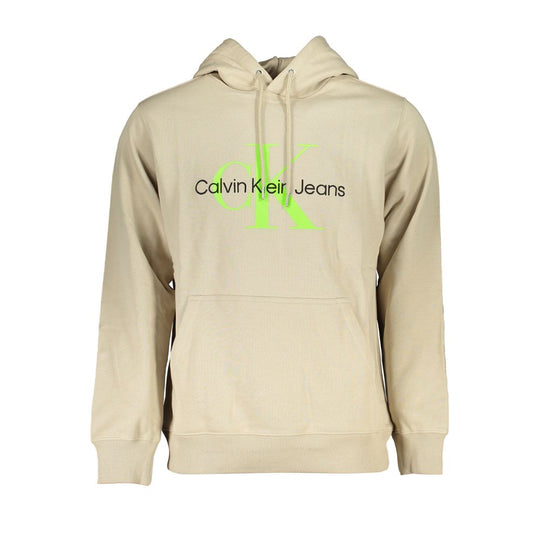 Calvin Klein Beigefarbenes Sweatshirt aus Baumwolle mit Kapuze