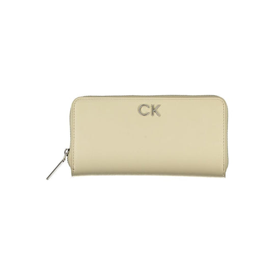 Calvin Klein Elegantes beigefarbenes Portemonnaie mit Reißverschluss und RFID-Blockierung