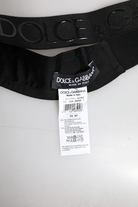 Dolce & Gabbana Schwarz DG Logo Nylon gestrickt Männer Stirnband Hut