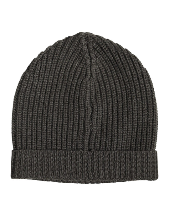 Dolce & Gabbana Dunkelgraue Kaschmir-Strickmütze Winter Beanie