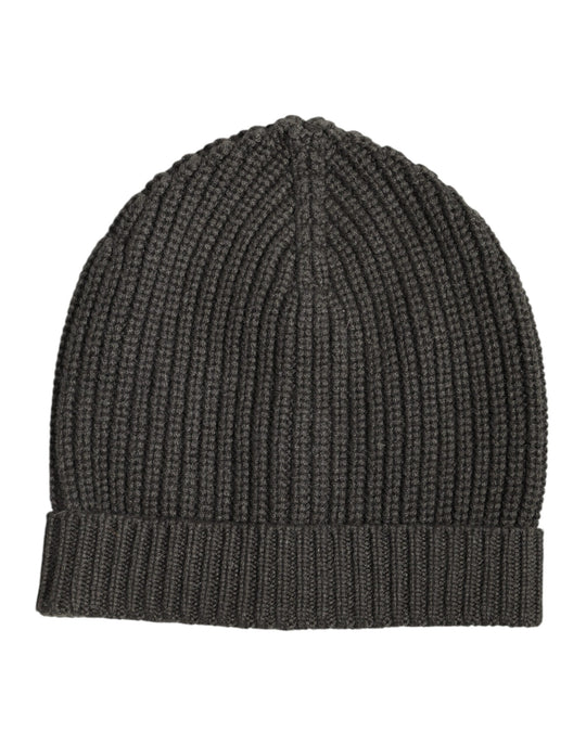 Dolce & Gabbana Dunkelgraue Kaschmir-Strickmütze Winter Beanie