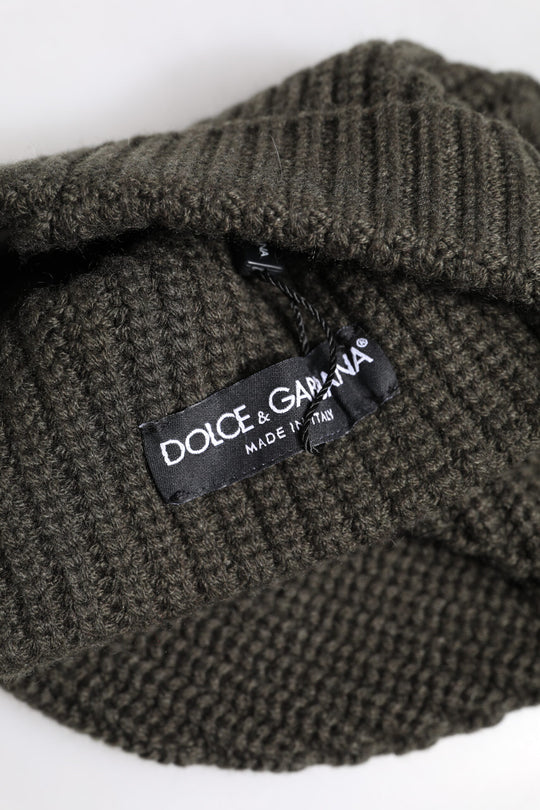 Dolce & Gabbana Dunkelgraue Kaschmir-Strickmütze Winter Beanie