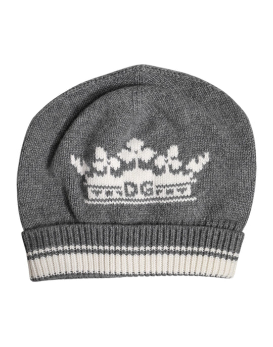Dolce & Gabbana Graue Kaschmir-Strickmütze Winter Beanie