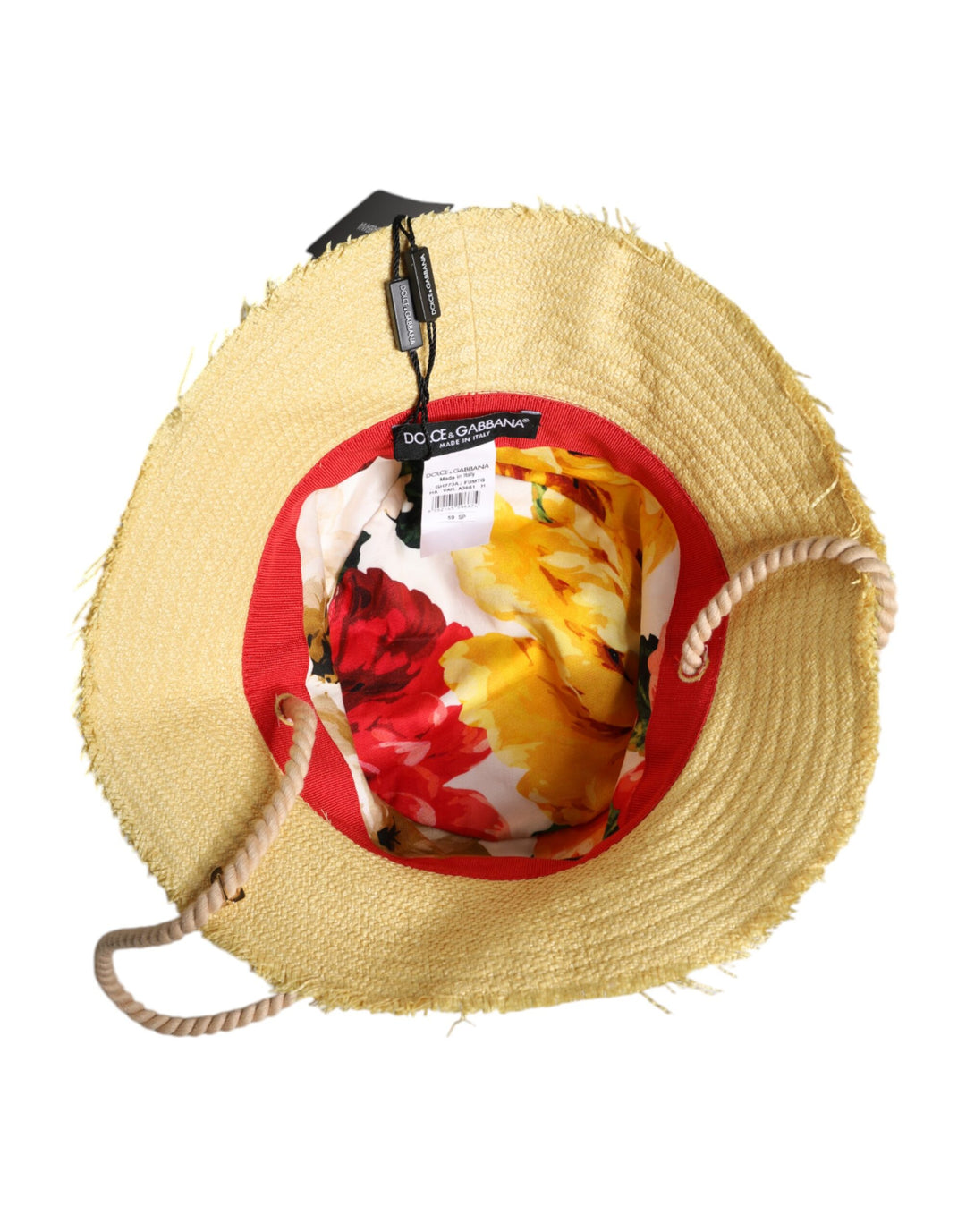 Dolce & Gabbana Gelber Eimer mit breiter Krempe aus Baumwolle