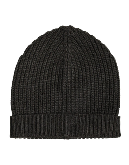 Dolce & Gabbana Dunkelgraue Kaschmir-Strickmütze Winter Beanie