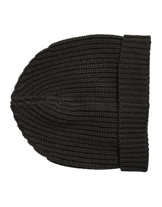Dolce & Gabbana Dunkelgraue Kaschmir-Strickmütze Winter Beanie