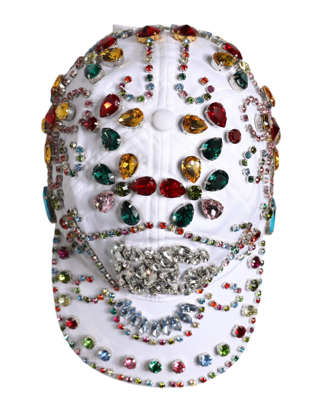 Dolce & Gabbana Weiße Multicolor Crystal verschönern Baseballkappe