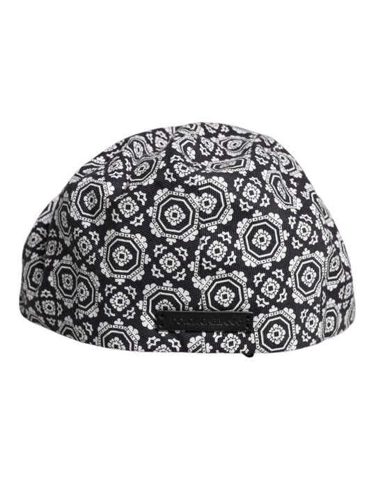 Dolce & Gabbana Schwarz Weiß Gedruckt Newsboy Capello Cabbie Hut