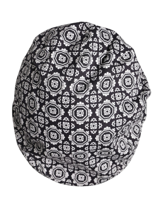 Dolce & Gabbana Schwarz Weiß Gedruckt Newsboy Capello Cabbie Hut