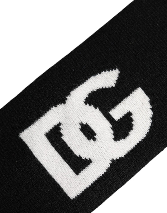Dolce & Gabbana Schwarz Weiß DG Kaschmir Gestricktes Stirnband Hut
