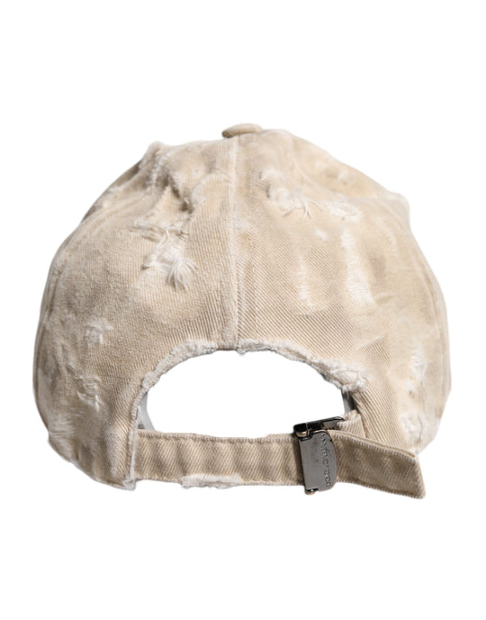 Dolce & Gabbana Beige zerfledderte Baumwolle 6 Panels Baseballmütze