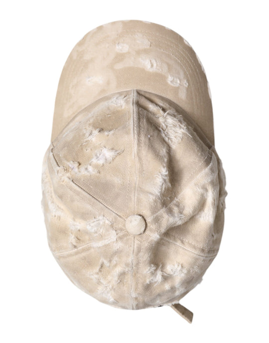Dolce & Gabbana Beige zerfledderte Baumwolle 6 Panels Baseballmütze
