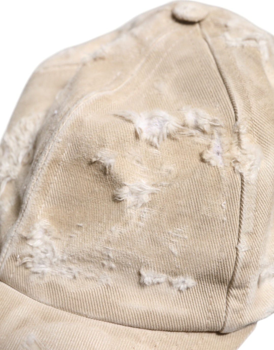 Dolce & Gabbana Beige zerfledderte Baumwolle 6 Panels Baseballmütze