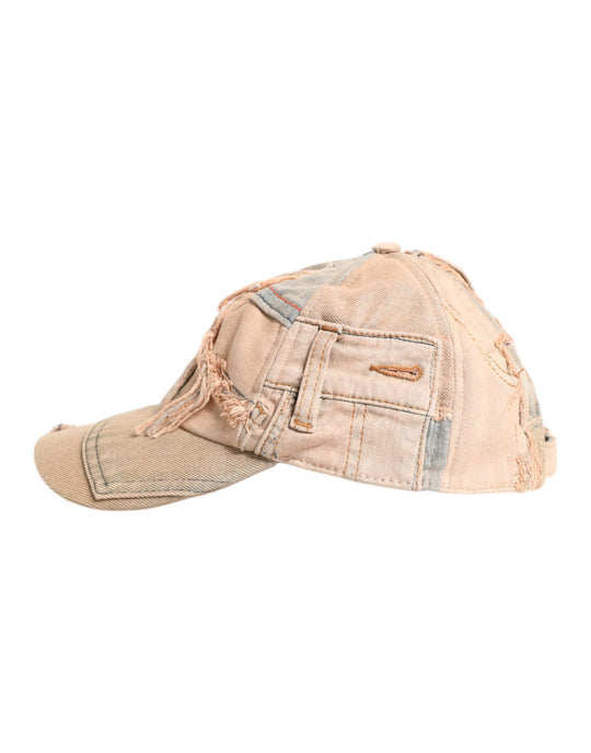 Dolce & Gabbana Beige zerfledderte Baumwolle 6 Panels Baseballmütze