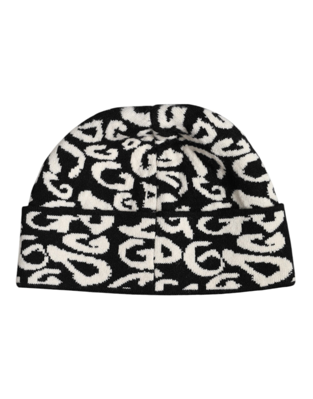 Dolce & Gabbana Schwarz Weiß Wolle gestrickt Winter Beanie Hut