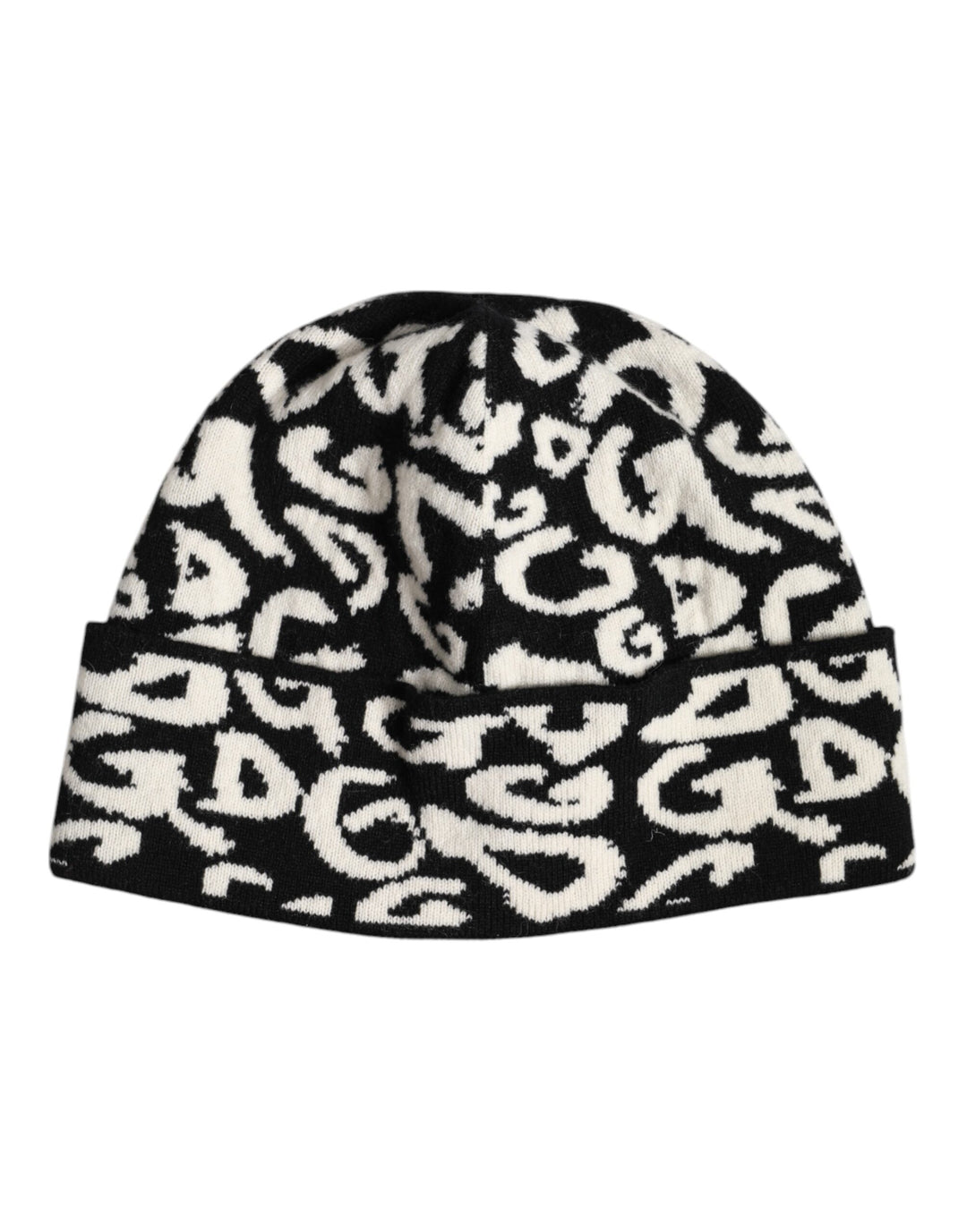 Dolce & Gabbana Schwarz Weiß Wolle gestrickt Winter Beanie Hut