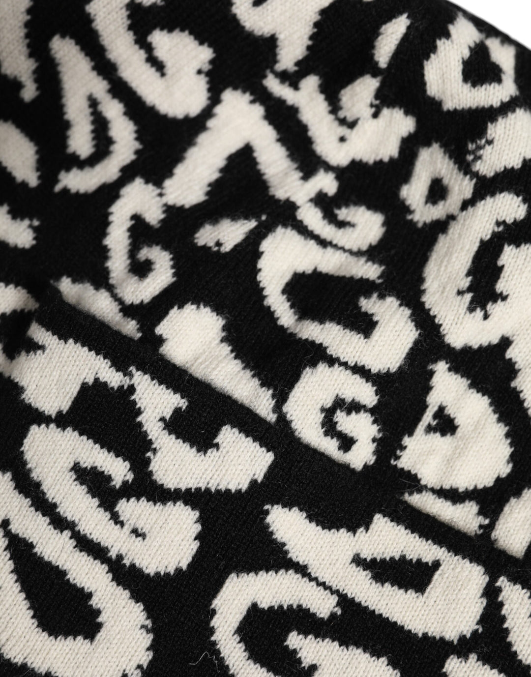 Dolce & Gabbana Schwarz Weiß Wolle gestrickt Winter Beanie Hut