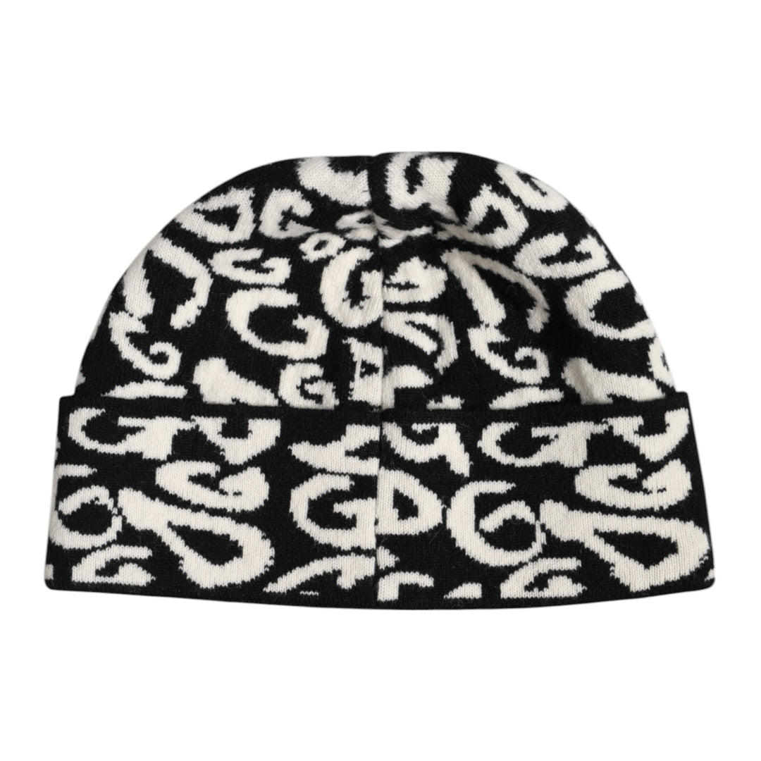 Dolce & Gabbana Schwarz Weiß Wolle gestrickt Winter Beanie Hut