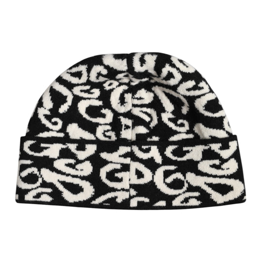 Dolce & Gabbana Schwarz Weiß Wolle gestrickt Winter Beanie Hut