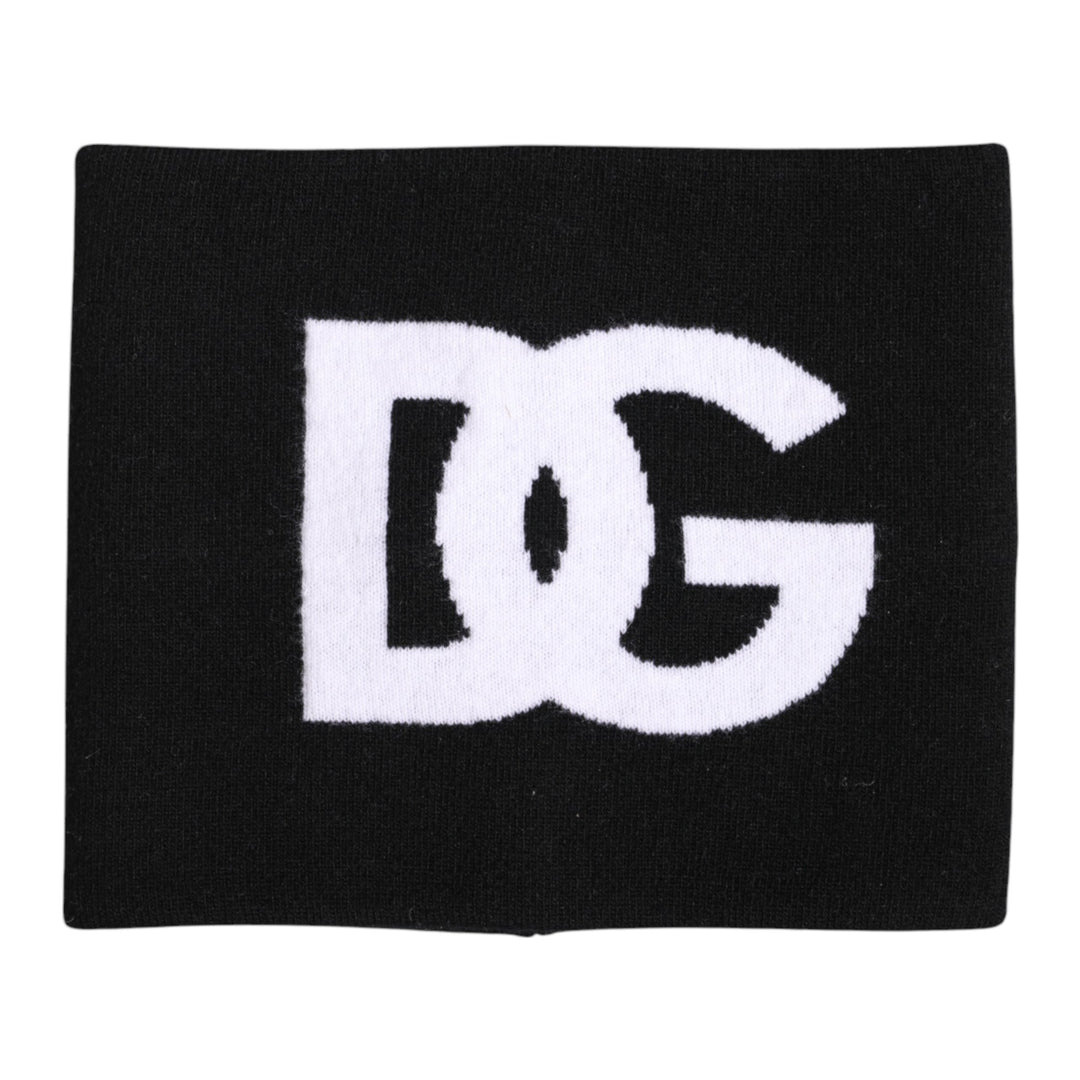 Dolce & Gabbana Schwarzer weißer Logo-Druck gestrickter Halswärmer-Schal