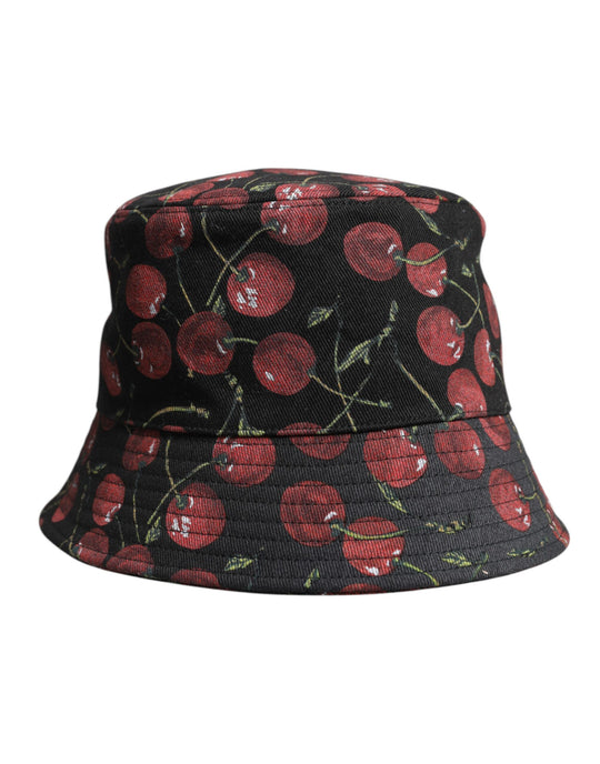 Dolce & Gabbana Schwarzer Eimerhut aus Baumwolle mit breiter Krempe
