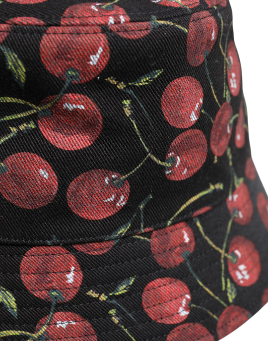 Dolce & Gabbana Schwarzer Eimerhut aus Baumwolle mit breiter Krempe