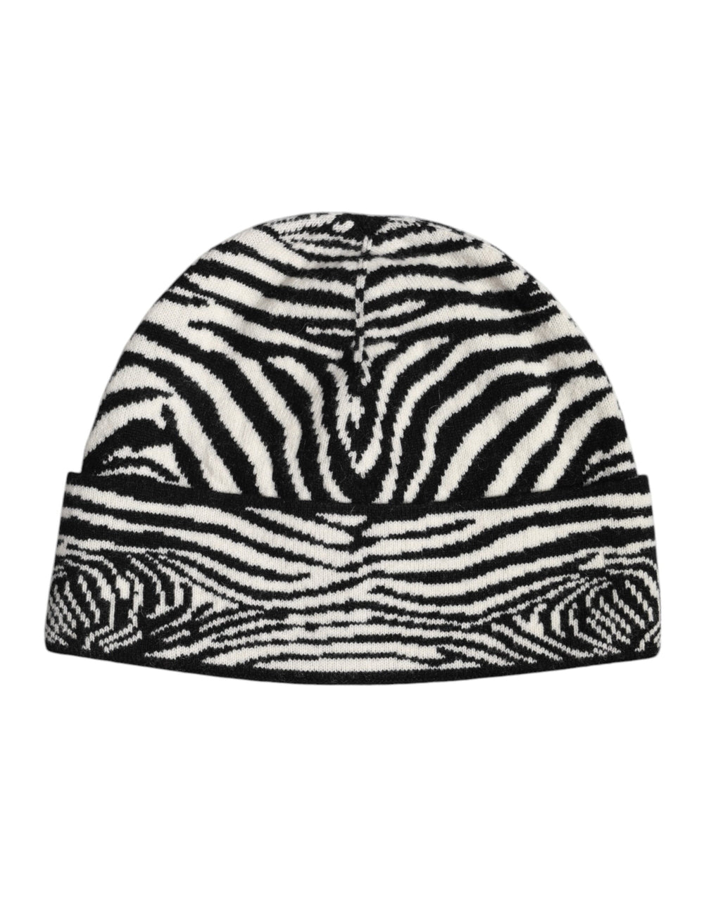 Dolce & Gabbana Schwarz Weiß Zebra gestrickt Winter Beanie Hut