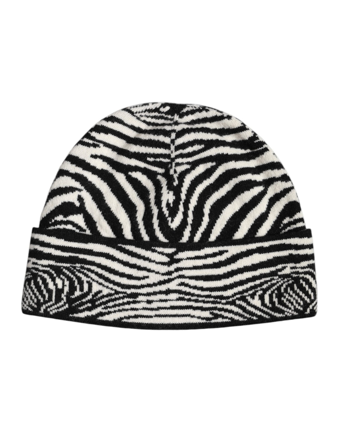 Dolce & Gabbana Schwarz Weiß Zebra gestrickt Winter Beanie Hut