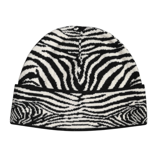 Dolce & Gabbana Schwarz Weiß Zebra gestrickt Winter Beanie Hut