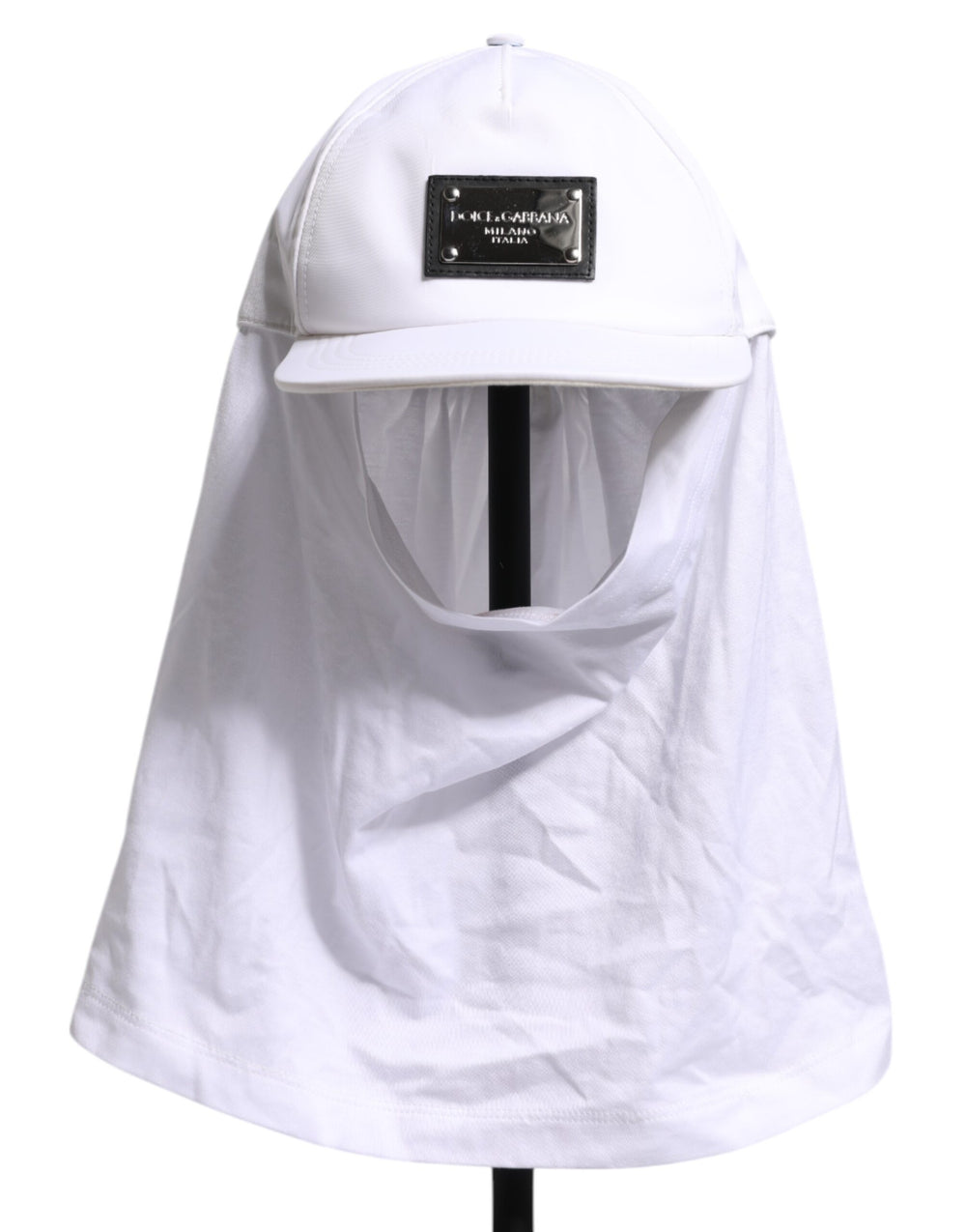 Dolce & Gabbana Weiße Baumwolle DG Logo Plaque Baseball Balaclava Cap