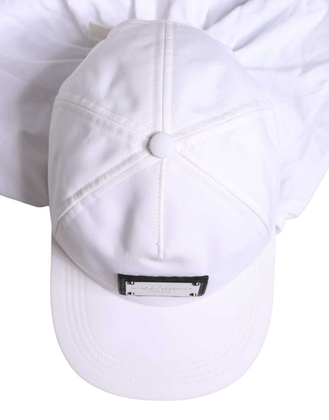 Dolce & Gabbana Weiße Baumwolle DG Logo Plaque Baseball Balaclava Cap